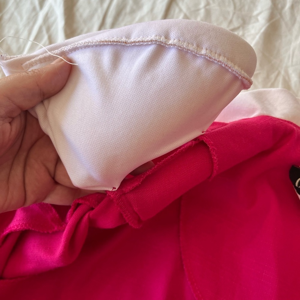 Vintage 80s 90s Hot Pink Blazer with Lace Collar - Picture 12 of 15